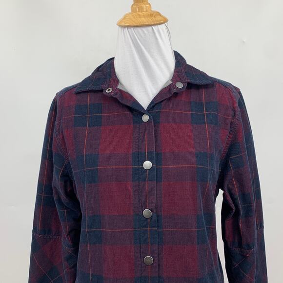 Prana Shirt Women S Small Plaid Long Sleeve Corduroy Snap Buttons Flannel Top - Picture 3 of 13